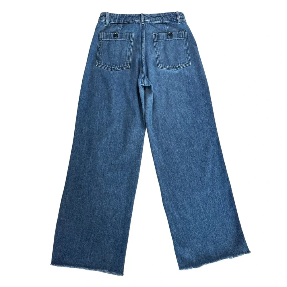 Aritzia Wilfred Free Adrift High Rise Wide Leg (Raw Hem) Jeans Sz 4 Blue Sailor